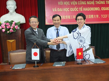 Lễ ký biên bản thỏa thuận hợp tác 3 bên giữa nhà Trường, học viện I-Seifu, Trường Đại học quốc tế Hagoromo Nhật Bản